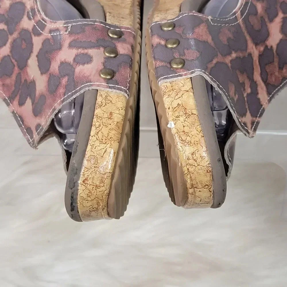 Jolimall Womens 9 Leopard Print Brown Wedge Summer Sandals Casual Comfy‎ Padded